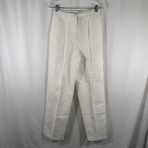 Liz Claiborne Pants - Liz Claiborne Sport Linen Blend Pants Women's 8 White High Rise Button Zip New